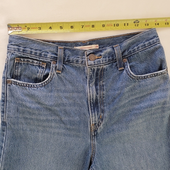 Levi's Women's High Waisted Straight Distressed Denim Blue Jeans Size 28 - Picture 10 of 13